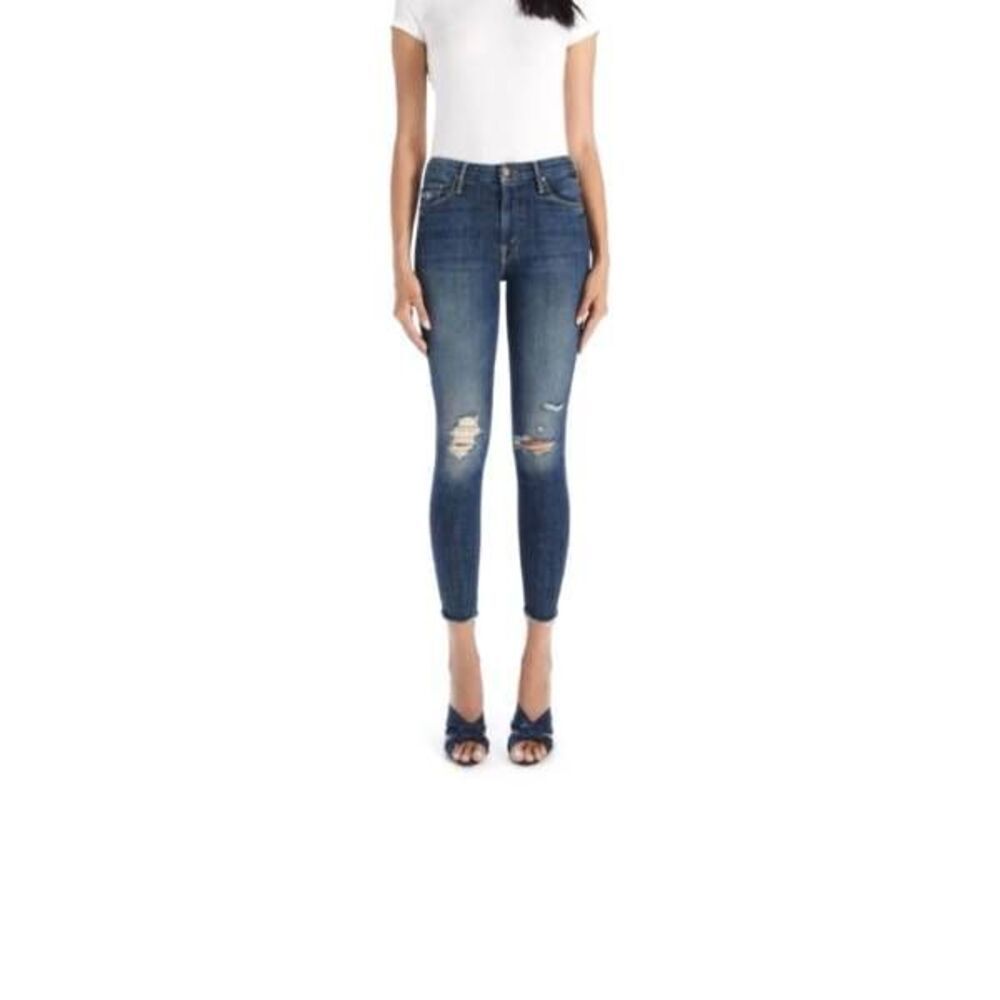 MOTHER High Waisted Looker Ankle Fray In Wicked Wildflower Sz 26